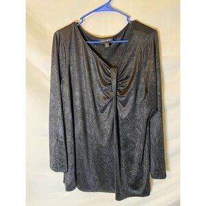 Fashion Bug Womens Plus Size 1X 18W Black Vneck Top Shirt Blouse Whimsygoth